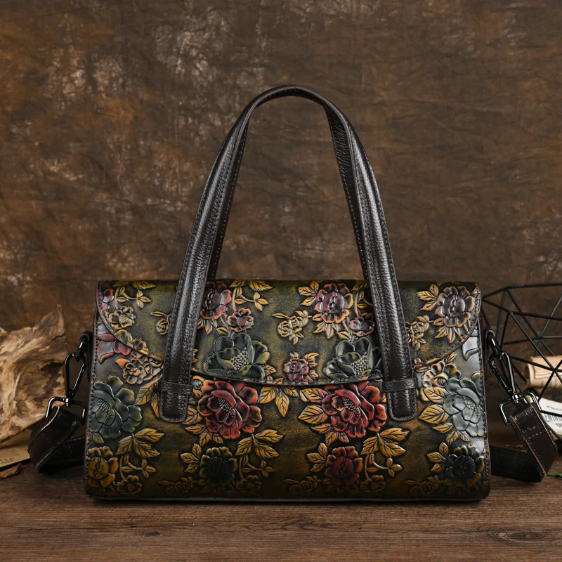   Women&#39;s Cheongsam Bag  Leather Mother&#39;s Handbag Cowhide Chinese Style Ladies H - £59.07 GBP
