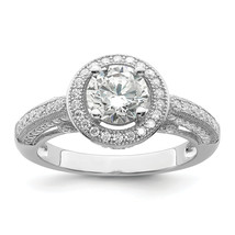 Brilliant Embers Silver  81 Stone Halo Micro Pav CZ Ring QMP1355 - $80.79