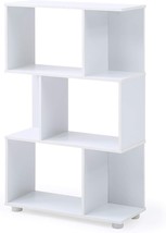 Modern White Staggered Manor 3-Shelf Bookcase - $1,360.65 MXN