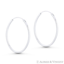 Oval Tube (40x28x2mm) .925 Sterling Silver Lightweight Hollow Drop Hoop Earrings - $24.11