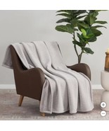 Berkshire Throw Gray Chenille Knit Reversible Velvet Plush Polyester 60&quot;... - €46,87 EUR