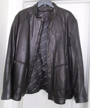 JAMES &amp; JOHN EXTASY Leather Biker Jacket Coat Black Band Mandarin Collar... - £140.67 GBP