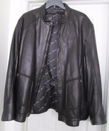 JAMES &amp; JOHN EXTASY Leather Biker Jacket Coat Black Band Mandarin Collar... - £140.46 GBP