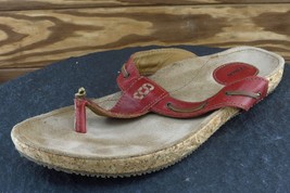Sebago Sz 9 M Red T-Strap Leather Women Sandals 12248080 - £15.78 GBP