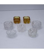 Lot of 7 Vintage Cut Glass/Crystal Open Salt Dips Cellars w/ 2 Spoons - $50.39