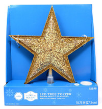 Holiday Time 17-125GN Gold Led Tree Topper 10.75&quot; Warm White Flashing - New! - £10.24 GBP