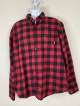 Eddie Bauer Men Size XL Red/Black Check Flannel Shirt Long Sleeve Pocket - £6.69 GBP