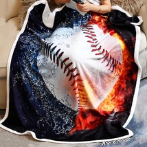 Baseball Blanket 3D Print Throw Blanket White Ball In Fire And Water Fla... - £30.85 GBP