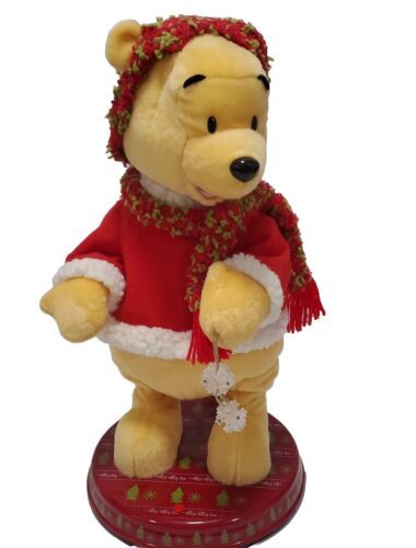 Winnie The Pooh bear Singing & Dancing Plush Christmas Vtg Disney Tested Working - $34.60