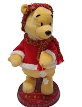 Winnie The Pooh bear Singing &amp; Dancing Plush Christmas Vtg Disney Tested Working - £27.21 GBP