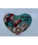 Sun Catcher Praise Him Butterfly and Flower Design Heart Shaped Glass an... - £8.99 GBP