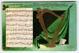 St Patrick&#39;s Day Postcard The Harp That Once Thro Tara&#39;s Halls Music Notes 1908 - £12.64 GBP