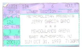 Jerry Garcia Band Konzert Ticket Stumpf Oktober 31 1993 East Rutherford Jersey - £39.51 GBP