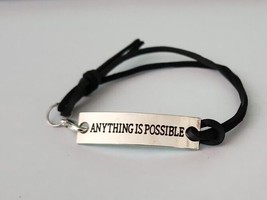 Inspirational Bracelet ~ Anything Is Possible ~ Adjustable Black Laces - £11.99 GBP