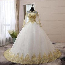 Beautiful Vintage Gold lace Appliques Embroidery Sweetheart White Blue R... - £272.16 GBP