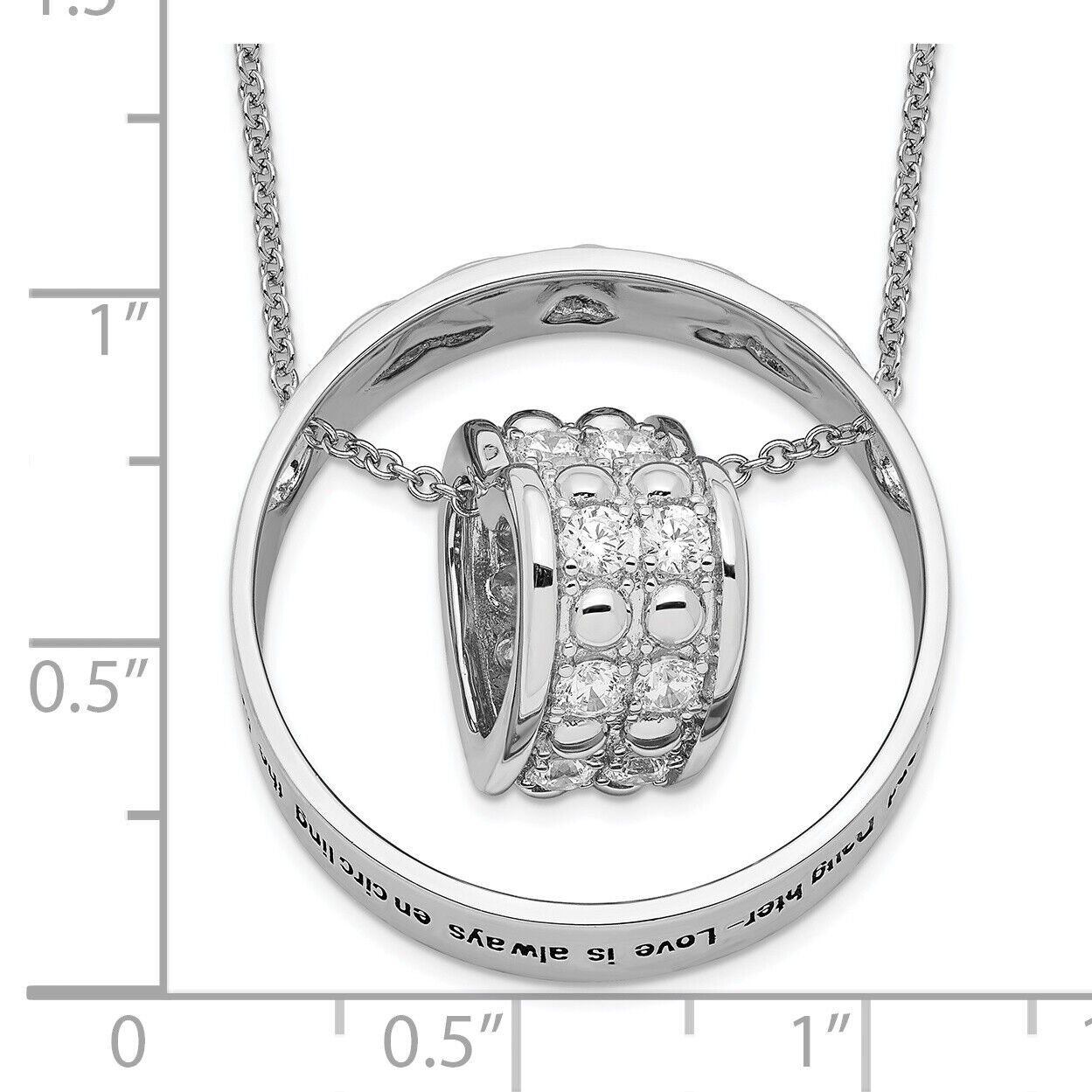 Sentimental Expressions Silver  CZ Antiqued Mother and Daughter 18 Inch Necklace Item image 5