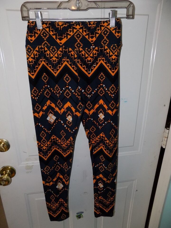 Lularoe Blue/Orange/Black Geometric Leggings Size OS Women&#39;s NWOT - $24.84