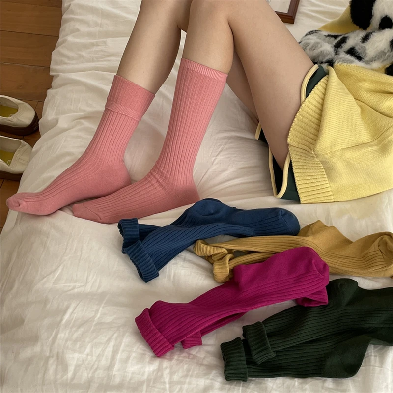 Play Women&#39;s Socks Long Fashion Cotton Breathable Autumn Winter Solid Color Spor - £23.61 GBP