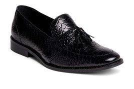 Carlos Santana Tijuana Men Slip On Tassel Loafers Size US 9D Black Leather - £51.45 GBP