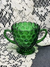 Beautiful Vintage Anchor Hocking Forest Green Bubble Open Sugar Bowl EUC - £3.86 GBP
