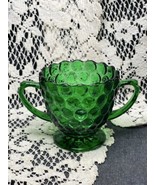 Beautiful Vintage Anchor Hocking Forest Green Bubble Open Sugar Bowl EUC - £3.89 GBP