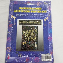 Happy New Year Party Decorations Paper Banner And Door Poster Set Decor - £6.19 GBP