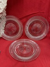 Lot of 3 Depression Glass QUEEN MARY Vertical Ribbed Clear Salad Plate 8 1/2” - £9.49 GBP