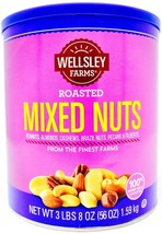 Wellsley Farms Roasted Mixed Nuts Peanuts Almonds Cashews Brazil Pecans, 56 OZ - £16.68 GBP