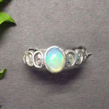 Beautiful Natural Ethiopian Opal Gemstone Ring, Birthstone Ring, 925 Sterling Si - £37.91 GBP