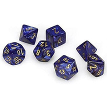 D7 Die Set Dice Scarab Polyhedral (7 Dice) - Royal Blue/Gold - $66.24