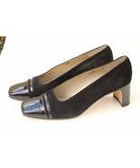 VANELI RT-619 Womens Black Suede Patent Leather High Heel Pump Shoes 6.5N - £19.74 GBP