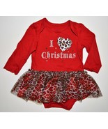 Infant Girl 12m Faded Glory HOLIDAY CHRISTMAS 1pc Snap Shirt Leopard Skirt Tutu - $8.99