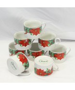 Gibson Christmas Holly Cups Poinsettias Lot of 8 Xmas - $477.45 MXN