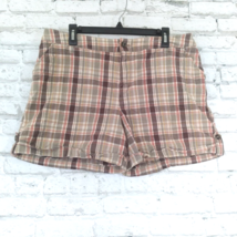 Sonoma Shorts Womens 16 Brown Plaid Cuffed Flat Front Casual Mid Rise Stretch - $19.99