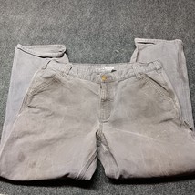 * Carhartt Carpenter Pants Men 40x32 Gray Gravel Relaxed Fit Workwear - £18.00 GBP