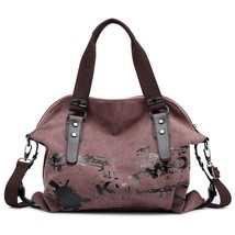 Women&#39;s Canvas Shoulder Bags Vintage Graffiti Print Handbags Famous Designer Fem - £30.47 GBP