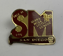 Vintage Sierra Mesa San Diego Little League Baseball Hat Lapel Pin 1991 Dist. 33 - £10.89 GBP