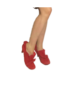 Cute Suede Heels Booties with Bows 1940s Style Red Suede Shoes - £44.14 GBP