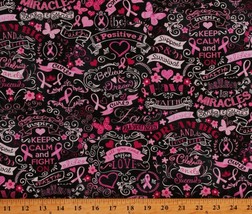 Cotton Breast Cancer Awareness Pink Ribbons Fabric Print by the Yard D683.68 - £25.35 GBP