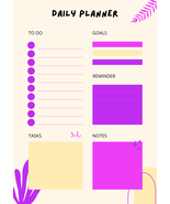 A motivational daily planner in purple and yellow to organize the day's ... - $4.00