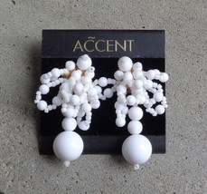 Accent Brand Snow White Beaded Loops Cluster Earrings Post Backs Womens ... - £7.03 GBP