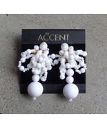 Accent Brand Snow White Beaded Loops Cluster Earrings Post Backs Womens ... - £7.00 GBP