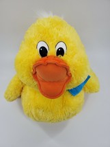 Large Yellow Duck Fat Soft Plush Stuffed Animal 19&quot; Easter Toy Blue Bow  - £15.46 GBP