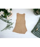 Philosophy Republic Clothing Women M Beige Knit Crocheted Tank Asymmetrical - $32.12 CAD