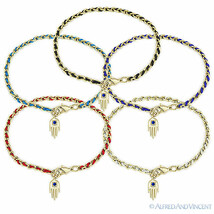 Hamsa Hand of God Fatima Evil Eye Charm Jewish Kabbalah Judaica Chain Bracelet - £11.95 GBP