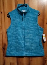 Kim Rogers Women&#39;s Size PM Sleeveless Zip Front  Blue Vest Turtleneck Collar NWT - £7.91 GBP