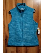Kim Rogers Women&#39;s Size PM Sleeveless Zip Front  Blue Vest Turtleneck Co... - £7.76 GBP