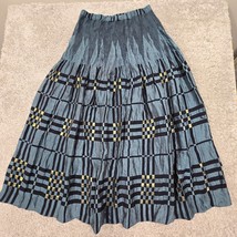 Soft Surroundings Maxi Skirt Womens Large Blue Elastic Waist Pleated Met... - $34.60