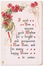 Postcard Embossed Sincere Wishes For A Bright &amp; Prosperous New Year Tuck - $2.96