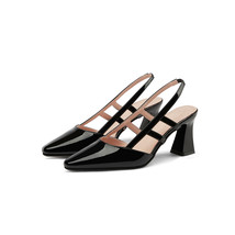 Fashion Concise Women Cow Patent Leather Sandals Hollow Out Narrow Band Pointed  - £81.54 GBP
